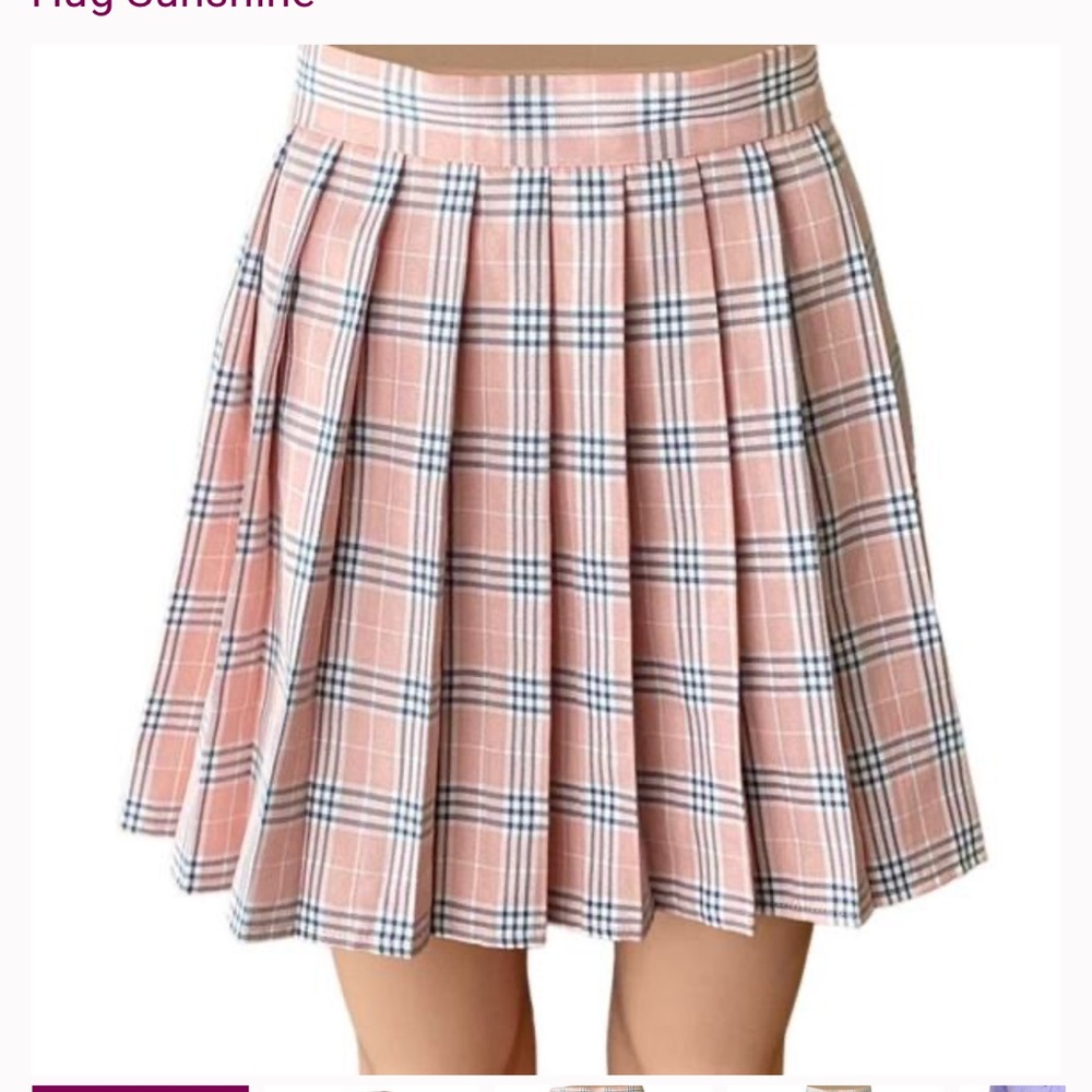 HUG SUNSHINE Pink & Black Plaid Pleated Tennis Mini Skirt ~ Women's Size SMALL